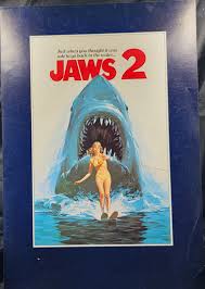 Jaws 2 mini handbill poster on heavy glossy paper with film credits on the  back