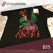 Black and red graphic tee. Graphic Tee Shirt Graphic Shirt With Tie Up In Front Black And Red Green Writing On Front Misguided Tops Tees Sh Graphic Tee Shirts Graphic Shirts Tee Shirts