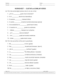 Gustar Worksheet Spanish Worksheets Learning Spanish Verb Worksheets
