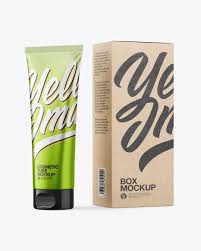 Download Free Metallic Cosmetic Tube With Kraft Box Mockup Background All Free Mockups