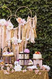 How To Put Together A Dessert Bar For Your Dreamy Boho Bridal Shower Boho Bridal Shower Bridal Shower Backdrop Bridal Shower Rustic