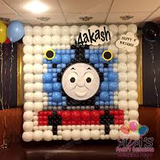 Themed Thomas The Train Birthday Party Ideas For Toddlers Thomas The Train Balloon Wall 6x6 Ft Kids Theme Balloon Decor Partywithballoo Train Party Decorations Thomas The Train Birthday Party Trains Birthday Party