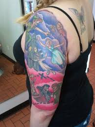 Pin By Cassie Justice On Inkspiration Disney Sleeve Tattoos Sleeve Tattoos Peter Pan Tattoo