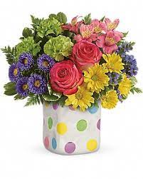 Come visit nicole and her team at their new location at 117 north elm ave!! Teleflora S Happy Dots Bouquet By Flowers By Josie