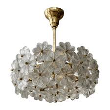 Murano hand blown glass mid century multi colour chandelier italian 1970. Murano Glass And Brass Flower Chandelier At 1stdibs