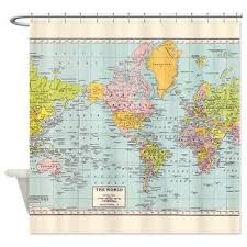 World Map Shower Curtain Historical Colorful Vintage Map Green Shower Curtains Map Map Quilt