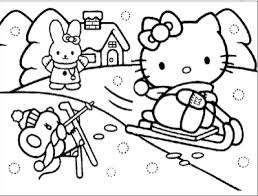 Hello Kittyh Sulla Neve Disegno Di Natale Da Colorare Pagine Da Colorare Di Natale Hello Kitty Immagini