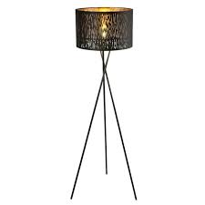 Sgrow tissu abat jour lampes sur pied principale lampe contrôle indépendant contrôle permanent luminaire pour chambre salon salle d étude. Lampadaire Avec Abat Jour Textile En Or Noir Tuxon Cdiscount Maison