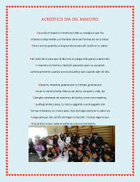 El arte supremo del maestro consiste en despertar el goce de la expresión creativa y del conocimiento. Acrosticos Del Dia Del Maestro Para Ninos Ninos Relacionados