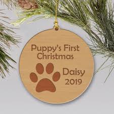 Always remember baby's first holiday season with this beautiful white porcelain christmas tree ornament. Puppy S First Christmas Ornament Personalized By Kate
