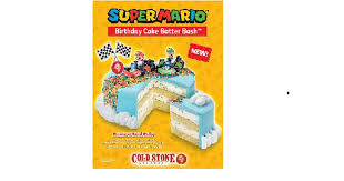 The super mario brothers are ready to party with this fun cake topped with lollipops and sprinkles! Cold Stone Celebrates Super Mario Bros 35th Anniversary Qsr Web