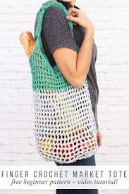 It also has a garter stitch base and handles. Free Market Tote Bag Pattern Finger Crochet Video Tutorial
