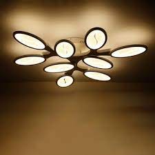 Ours was clamped into the fixture at that metal piece where the cords branch apart, so the fixture actually gives off almost enough light for the kitchen by itself but we've found we do usually. Modern Tree Branch Ceiling Lamp Metal 6 9 12 Light Dining Room Led Semi Flush Mount Lighting In Warm White Light Beautifulhalo Com