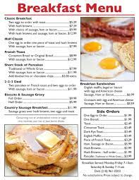 Deli Breakfast Menu