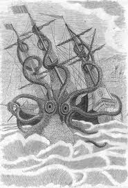 Giant Squid Attacks Boat - Green Waters – Vanessa Conroy Art