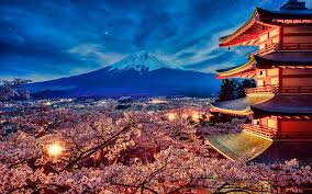 Download Wallpapers Mount Fuji Spring Nightscapes Mountains Stratovolcano Fujisan Fujiyama Asia Japanese Landmarks Japan For Desktop Free Pictures For Desktop Free
