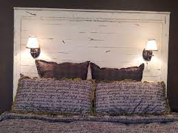 My New King Headboard Perfect For A Small Room With Not Enough Room For Bedside Lamps Diy King Headboard King Headboard Small Master Bedroom