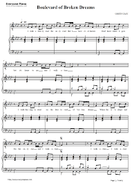 Green Day Boulevard Of Broken Dreams Piano Sheet Music Boulevard Of Broken Dreams Partition Musique Partition Musicale Partitions Violon