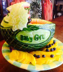 Watermelon Carving Carriage Baby Shower Baby Girl Fruit And Vegetable Carving Food Carving Fruit Carving