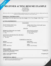beginner acting resume sample resume