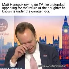 Health secretary matt hancock began crying on itv's good morning britain today after being watching the first people in the world to get matt hancock was accused of breaking the government's coronavirus drinking curfew by continuing to consume alcohol in a house of commons bar after 10pm. Spitting Image On Twitter Matt Hancock Keeps Crying Spittingimage