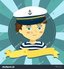 Cartoon Vector Illustration Of A Boy With Sailor Shirt And Marine Captain Cap In Circle Blue Background Wi Seamless Background Cartoons Vector Blue Backgrounds