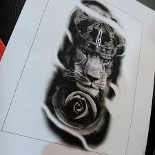 Tattoo Ready To Grab King Lion Crown Rose Tattoo Design Forearm Lion Tattoo Lion Tattoo Design Lion And Rose Tattoo