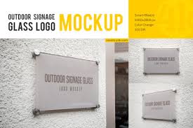 Outdoor Glass Signage Logo Mockup Set In Product Mockups On Yellow Images Creative Store