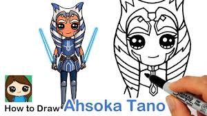 How To Draw Ahsoka Tano Jedi Padawan Clone Wars In 2021 Cute Drawings Cute Disney Drawings Cute Kawaii Drawings
