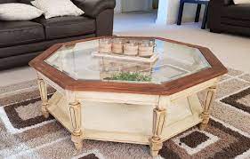 Sovet ring coffee table with white base. Octagon Coffee Table Cream Rustoleum Java Brown Glaze Coffee Table Coffee Table Redo Painted Coffee Tables