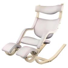 Since 12 years stokke specialist! Varier Stokke Gravity Balans Chair Custom White Leather And Beach Peter Opsvik At 1stdibs