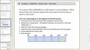 Tape Diagram Worksheet 6th Grade Introduction To Tape Diagram Or Bar Diagram For Percent Problems In 2020 Tape Diagram Math Bar Graph Template 6th Grade Worksheets