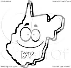 This historical west virginia state outline map coloring page shows the shape of the state and depicts some of the different businesses, agriculture, or places of interest that have historically existed in the state. Cartoon Clipart Of A Black And White Happy West Virginia State Character Vector Outlined Coloring Page By Cory Thoman 1142352