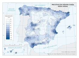 Mapa De Espana De Precipitacion Maxima Diaria Media Anual Atlas Nacional De Espana Mapa De Espana Mapas Instituto Geografico Nacional