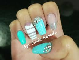 10 tendencias en uñas para el verano 2020. Unas Acrilicas Turquesa Tema Verano Disenos De Unas Disenos De Unas Acrilicas Unas Acrilicas