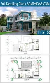 3 Bedrooms Villa Design Plan 11x18m Samphoas Plansearch Villa Design Fantasy House Home Design Plans