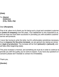 Price Increase Announcement Template Price Increase House Cleaning Rates Business Letter