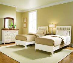 Simple Twin Bedroom Set Idea For Girls With Golden Brown Wall Paint Color And Fake Wood Floori Twin Bedroom Furniture Sets Twin Bedroom Sets Girls Bedroom Sets