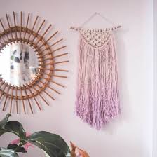 Panda wall hanging or small tapestry rug mat sized design features adorable pandas at play. Diy Lilac Ombre Macrame Wallhanging Craftgawker