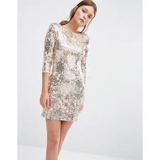 Tfnc Patterned Sequin Mini Dress With 3 4 Sleeve 87 Liked On Polyvore Featuring Dresses Sequin Mini Dress Sequin Bodycon Dress Bodycon Dress With Sleeves