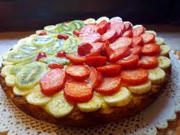 Perfetta per colazione o merenda, potete rendere questa tortina, già umida di suo, ancora più golosa servendola con della custard calda, o magari con una colata di cioccolato fuso, a voi la scelta ;) Crostata Con Crema Pasticcera Fragole Kiwi E Banane