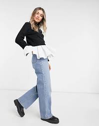 Pull chemise 2 en 1. New Look Pull Chemise 2 En 1 En Popeline Noir Asos