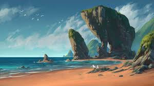 Tropical Island Beach By Draken4o Deviantart Com On Deviantart Fantasy Landscape Landscape Concept Environment Concept Art
