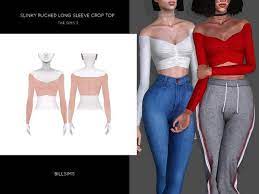 By honeysims · 2nd march 2018. Bill Sims Slinky Ruched Long Sleeve Crop Top Sims 4 Clothing Sims 4 Mods Clothes Long Sleeve Crop Top