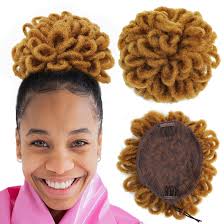 Abellee DreadLock Bun Loc Petal Bun Afro High Puff Drawstring Ponytail Wig  Synthetic Faux Locs Hair Bun Pony Tail Hairpieces Clip In Hair Extentions  ...