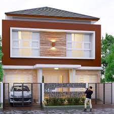 Oleh karenanya memilih model atap saat anda membangun rumah minimalis tidak dapat dilakukan dengan sembarang. Gambar Tampak Depan Rumah Minimalis 2 Lantai Dengan Teras Batu Alam Dan Warna Cat Cokelat Desain Rumah Eksterior Desain Rumah Kontemporer Home Fashion