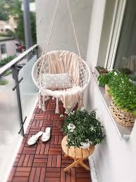 Boho Hanging Chair On A Small Balcony Small Balcony Decor Apartment Balcony Decorating Small Balcony Design