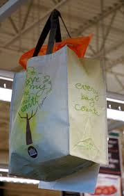 A plastic bag holds 10lbs of groceries. How Green Are Reusable Bags Npr