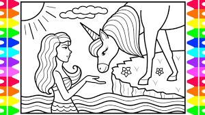 You can find here 120 free printable princess coloring pages for boys, girls and adults. How To Draw A Mermaid And Unicorn For Kids Mermaid And Unicorn Drawing And Coloring Pages Youtube