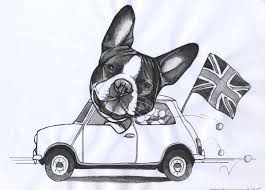 Sketchbook Page By Jeroen Teunen The Dog Painter Dog Driving Mini Car Union Jack God Save The Queen Cartoon Dog Dogs Bulldog